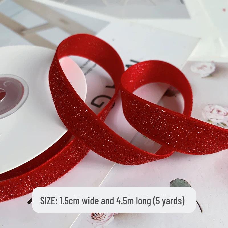 Nastro di Velluto di Seta Oro Rosso per Accessori per Capelli Fai da Te - Misure: 0.6CM, 1CM, 2CM, 2.5CM, 3.8CM