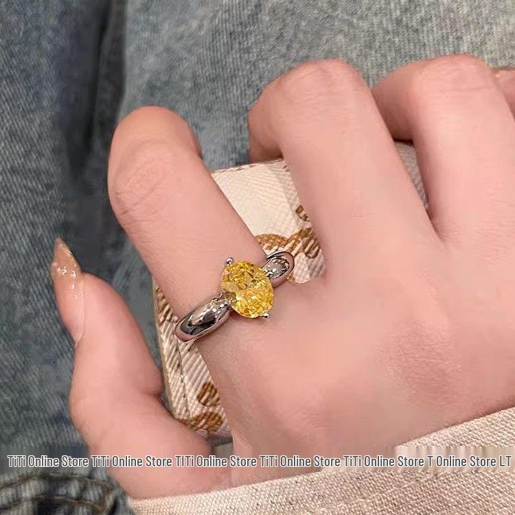 Vintage Style Adjustable Ring for Women with Yellow and Pink Diamonds – Exquisite Zircon Design for Index Finger Adjustable