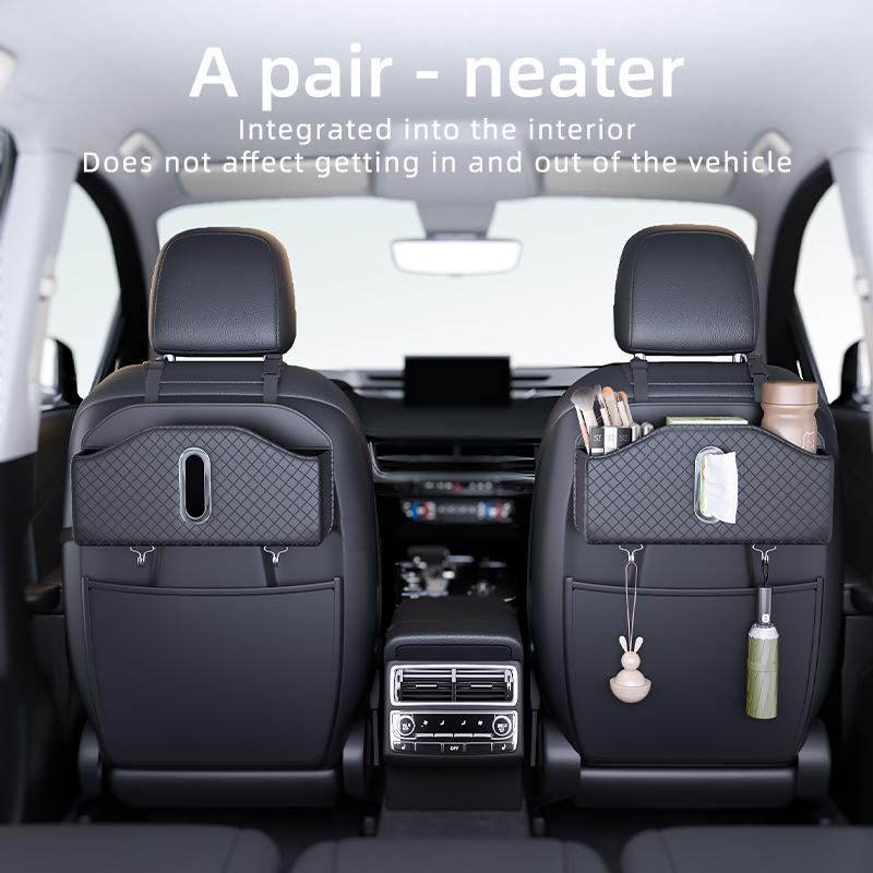 Car Multifunctional Storage Box Leather Storage Bag For Car Seat Back Storage Bag With Tissue Holder Car Interior Accessories