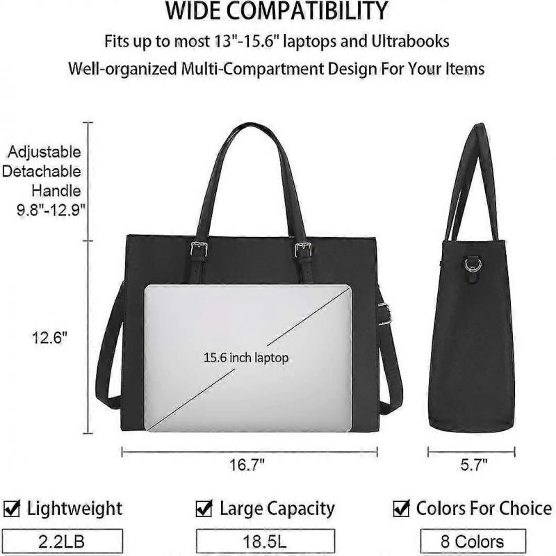 Large Capacity Handbag Shoulder Bag Women's Laptop Bag Waterproof Lightweight Leather 15.6" Laptop Handbag Business Office Briefcase