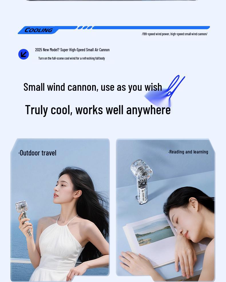 High-Speed Handheld Mini Air Cannon Fan for Students, Babies, and Gift-Giving - Portable for Blowing Food and Eyelashes.