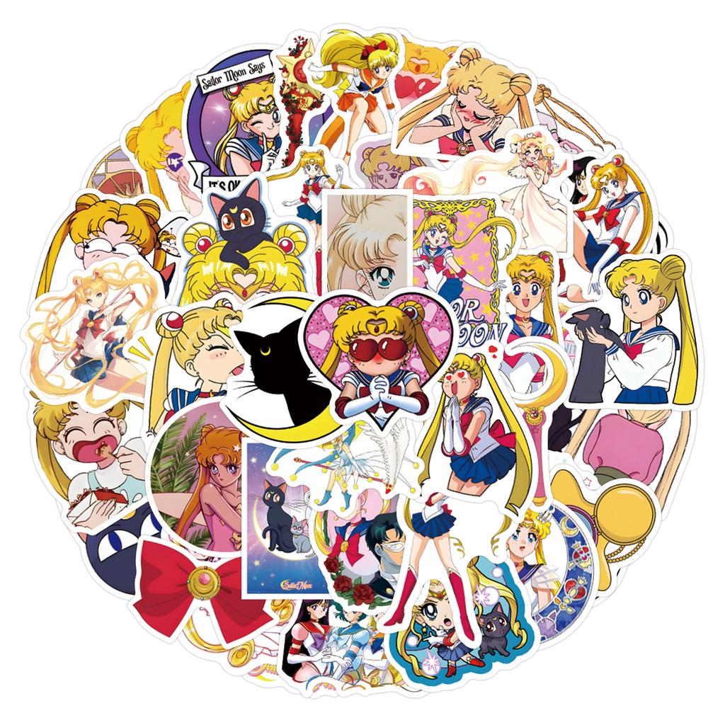 55 Yeni Sailor Moon Çizgi Film Grafiti Çıkartmaları Scooter Bavul Kendin Yap Çıkartmaları