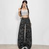 High-waisted Camouflage Workwear Jeans Women's Autumn Wide-legged High-street Loose Straight Casual Trousers Jeans for Women Long Denim Pants