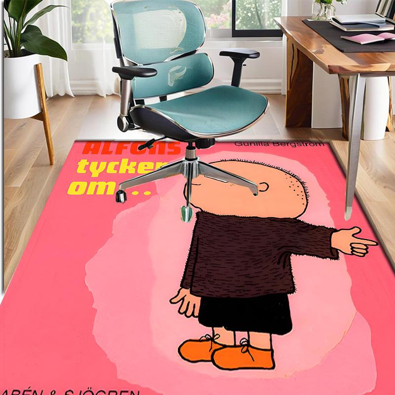 Alfons Aberg Pattern Rug, Indoor/Outdoor Mat, for Picnic, Gameroom, Bedroom, Office, Living Room, Home Decor Carpet, Birthday Gift