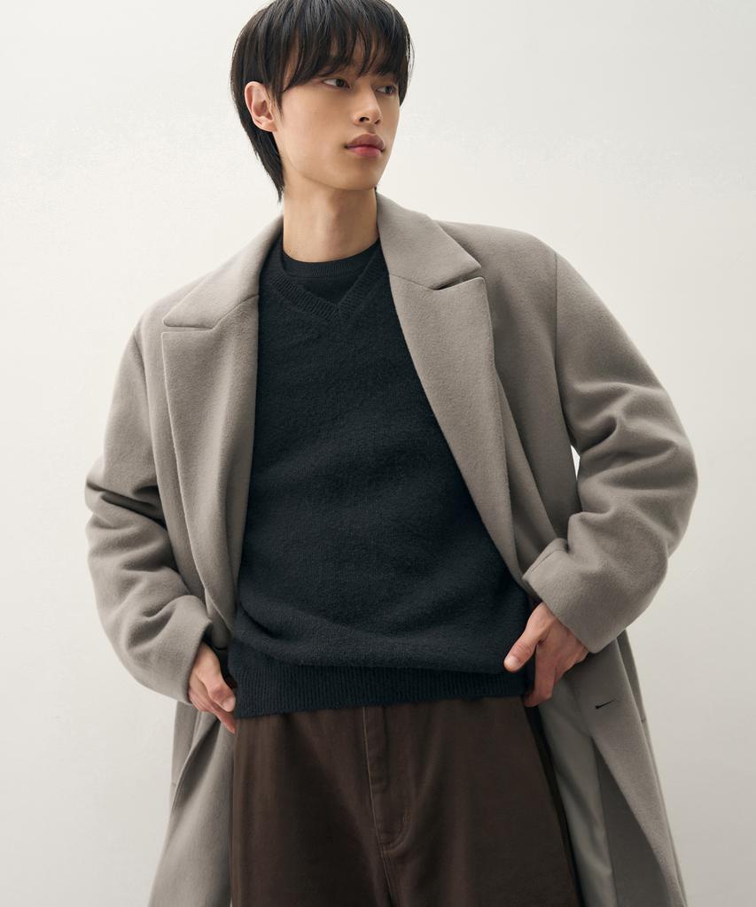 Draw Fit Premier Pure Cashmere Robe Double Coat [Beigeish Grey]