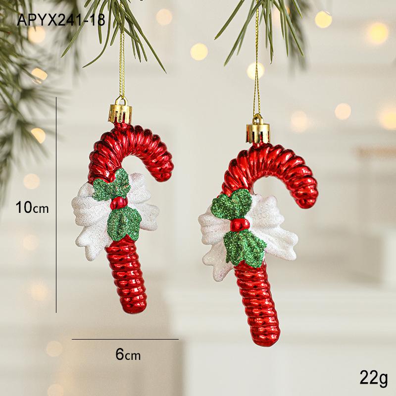 2Pcs Christmas Balls Ornaments Candy Cane Owl Christmas Tree Pendant Red And White Decorations Xmas  Year Home Party Decor