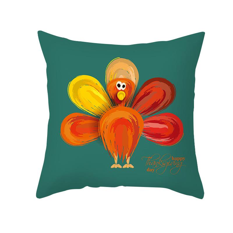 Thanksgiving Pillowcase Wish New Product Cartoon Pumpkin Turkey Peach Skin Printed Pillowcase Sofa Cushion