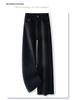 2024 Women's Plus Velvet Black Wide-Leg High-Waist Slim Fit Winter Jeans