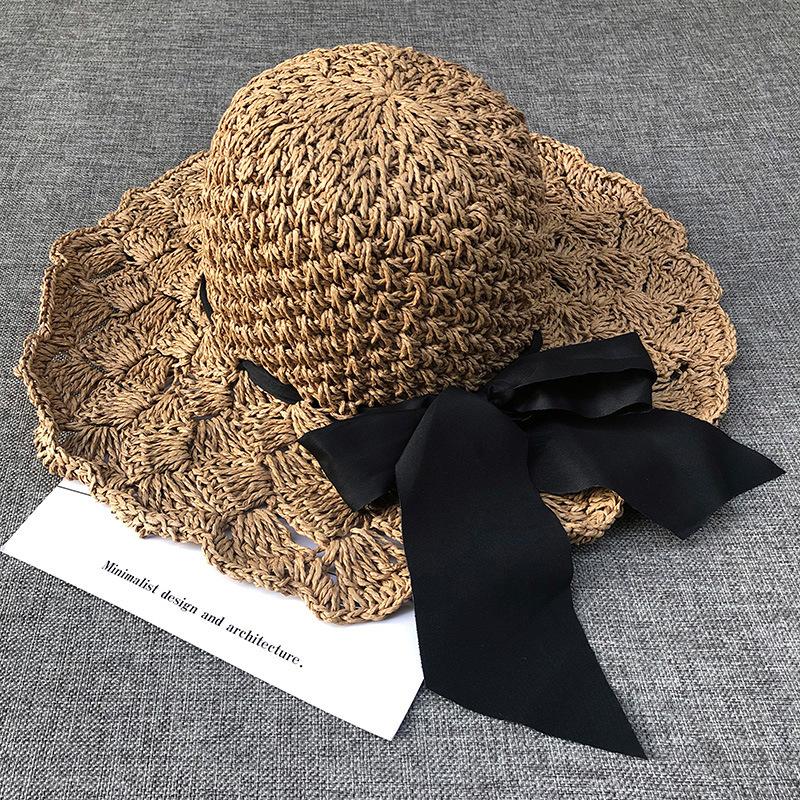 

Летняя шляпа женская летняя шляпа от солнца милая шляпа от солнца идиллическая соломенная шляпа рафия с бантом Average size