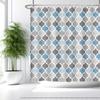 Blue and Grey Shower Curtain for Bathroom, Gray White Bohemian Chic Fabric Geometric Pattern Shower Curta for Men or Women, Teal and Grey Bohemian