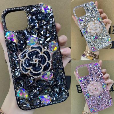 Étui de luxe à fleurs en strass et diamants pour Samsung S23 S22 S21 ultra S20 FE A14 A54 A12 A22 A32 A52 A13 A53 A51/iphone 14 13 12 Glitter Cover