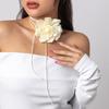 Exaggerated Big Rose Flower Clavicle Chain Necklace Adjustable Bowknot Choker