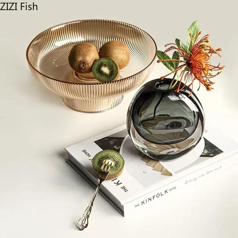Dual Color Transparent Glass Vase Artificial Flower Decorative Flowers Pots Desk Decoration Floral Arrangement Modern Home Decor
