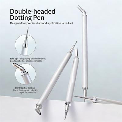 Double Ended Two In One Nail Rhinestone Dotting Pen, With Built In Adhesive, A Special Tool For Picking Up And Removing Rhinestones From Nail Jewelry.