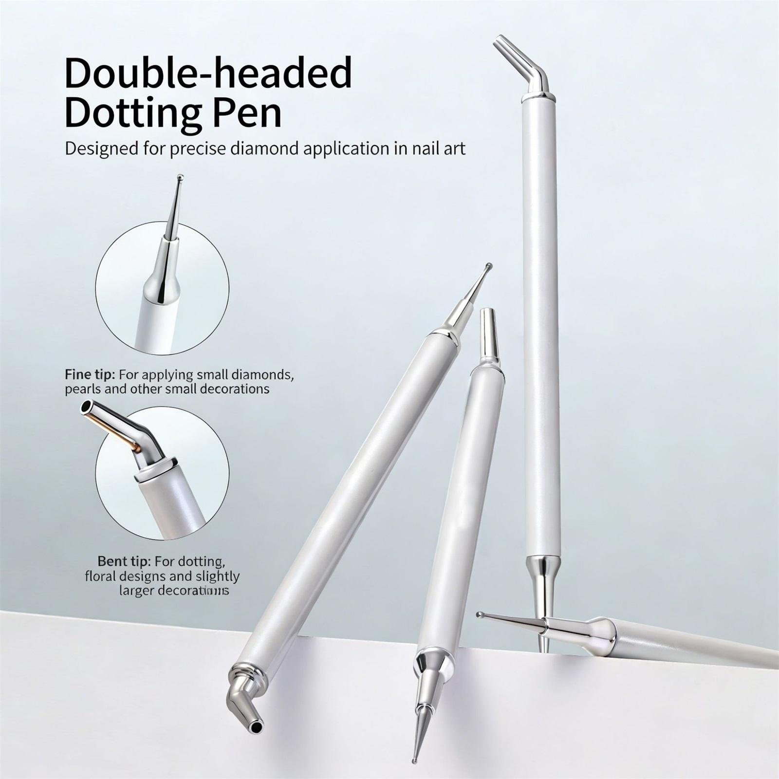 

Double Ended Two In One Nail Rhinestone Dotting Pen, With Built In Adhesive, A Special Tool For Picking Up And Removing Rhinestones From Nail Jewelry. one size