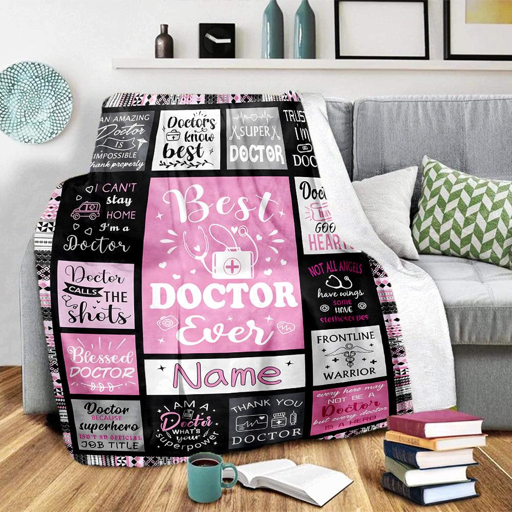 Best Doctor Ever Home Customize Your Name Blankets Comfortable Soft Lightweight Allseason Multipurpose Blanket For Picnic Sofa Office Bed Living Room