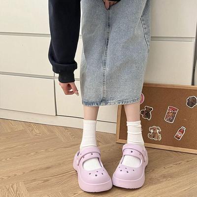 Sommer 2025 Niedliche Junior Kawaii Schuhe Pantoletten Dicke Damen Hausschuhe und Damen Sandalen Plateau Weich Neue Mode 39 Vip Pvc B Y F