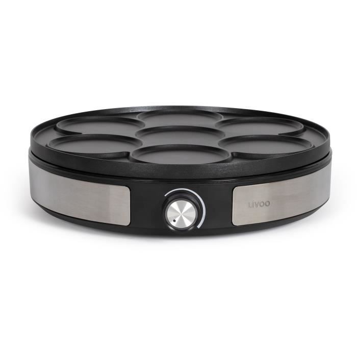 Reversible Crepe Maker - LIVOO - DOP247 - 1500W - Reversible Plate : 1 X Ø33 or 7 X Ø10 Cm - Non-stick - Adjustable Thermostat