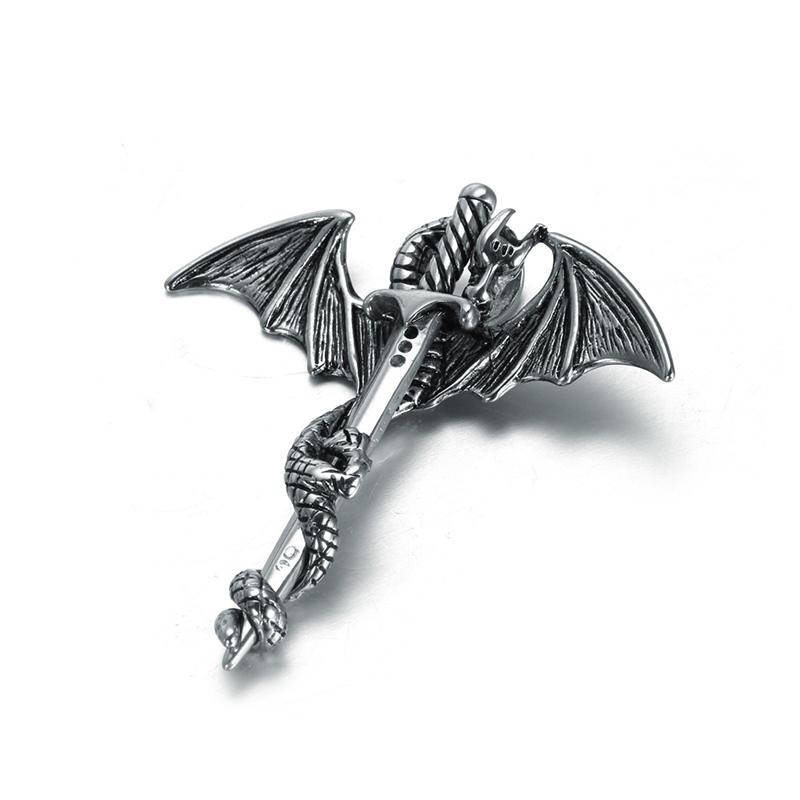 Trendy Viking Pterodactyl Holy Sword Pendant Charm Stainless Steel Dragon Necklace for Men s Gift Personality Jewelry Accessorie