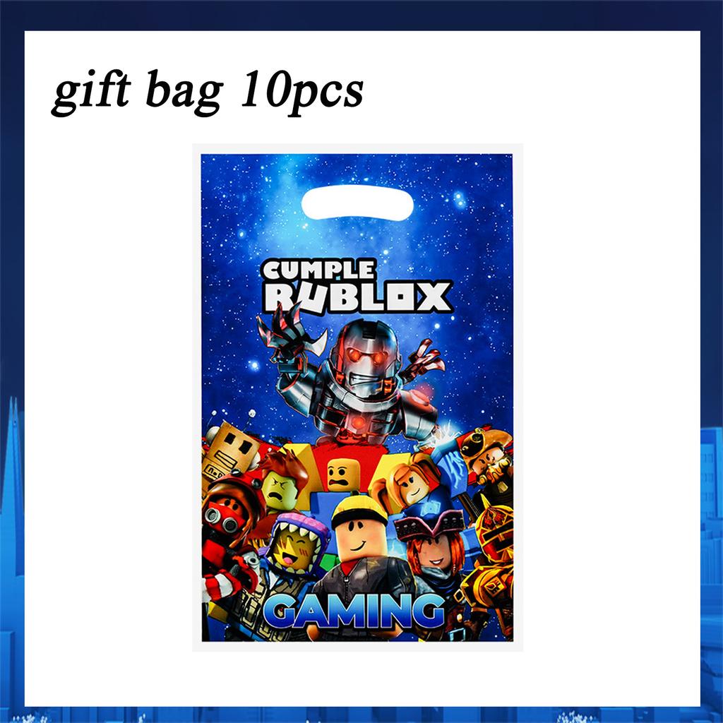 10/20/30/50 Peças tema Roblox papéis para celebração de data de nascimento Sacola para Presentes Doces Sacola de Lembrancinhas projetada para Crianças Data de Nascimento Sacolas Surpresa Chá de Bebê