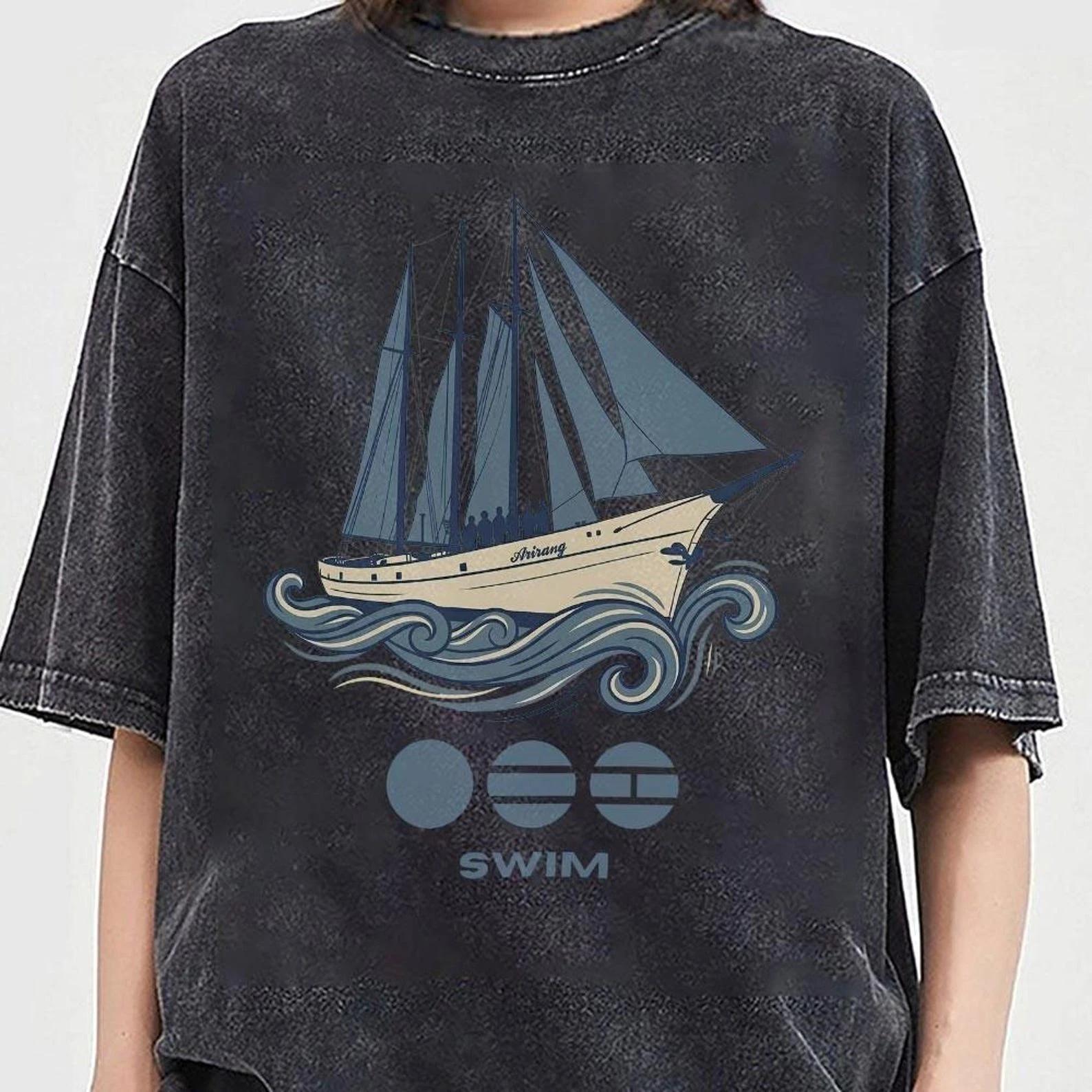 Arirang Swim Shirt, BTS Inspired Kpop World Tour Tee, Bangtan Fan Apparel S