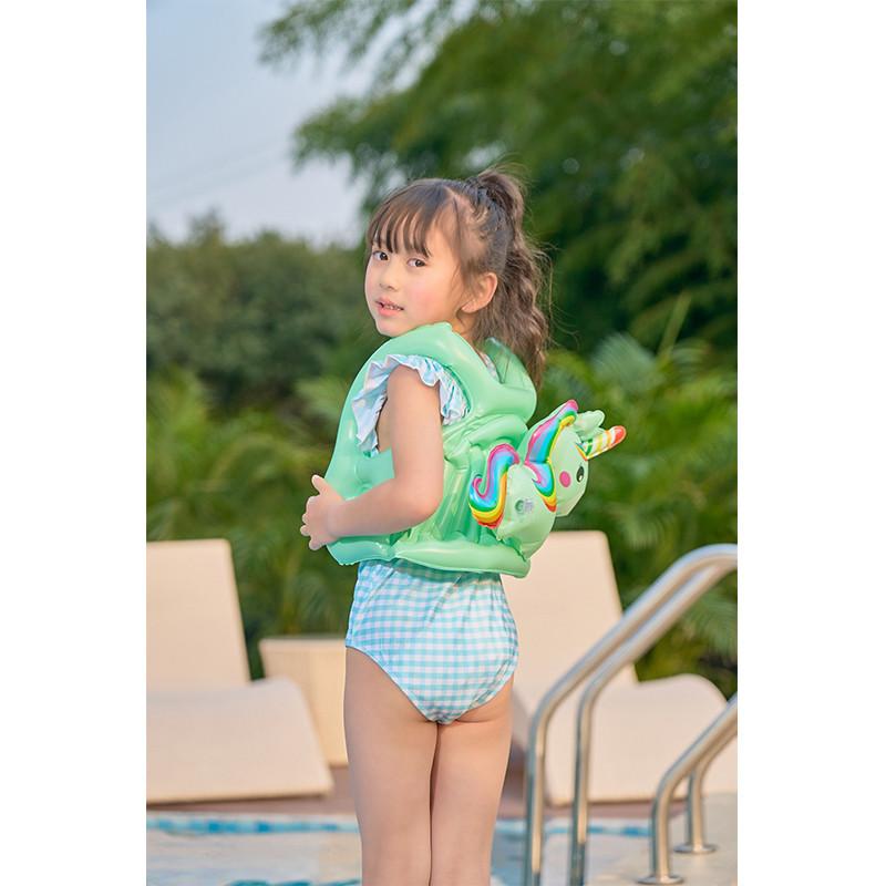 Rainbow Horse Childrens Inflatable Tank Top Swimming Suit Swimming Ring