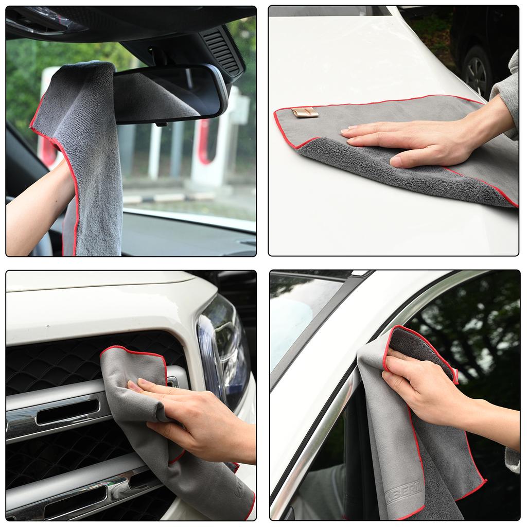 2X Washing Cloth Suede & Coral Fleece Double-sided Towel Quick Dry Super Absorbent Soft Car Accessories Multipurpose Clean Tools