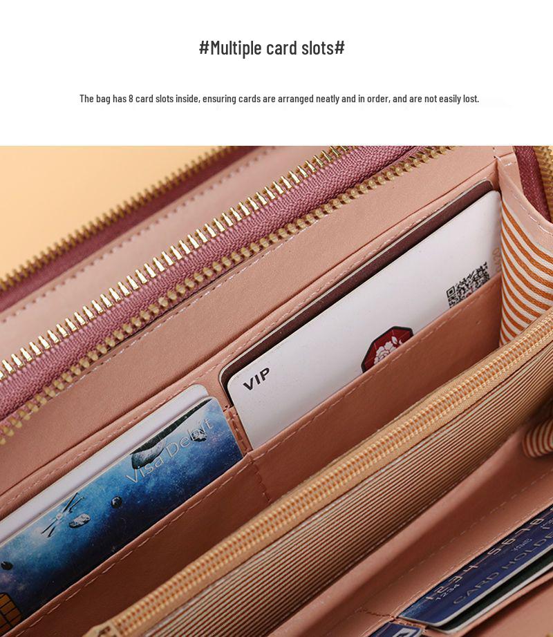 Women's Double Zipper Long Wallet & Clutch – Large Capacity Coin Purse, Multi-Purpose Phone Bag, & Card Holder