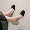 Retro High Heels Sandals For Women Dress Shoes Closed Square Toe Mules Elegant Low Heels Pumps Wedding Shoe Casual Flat Shoes 42