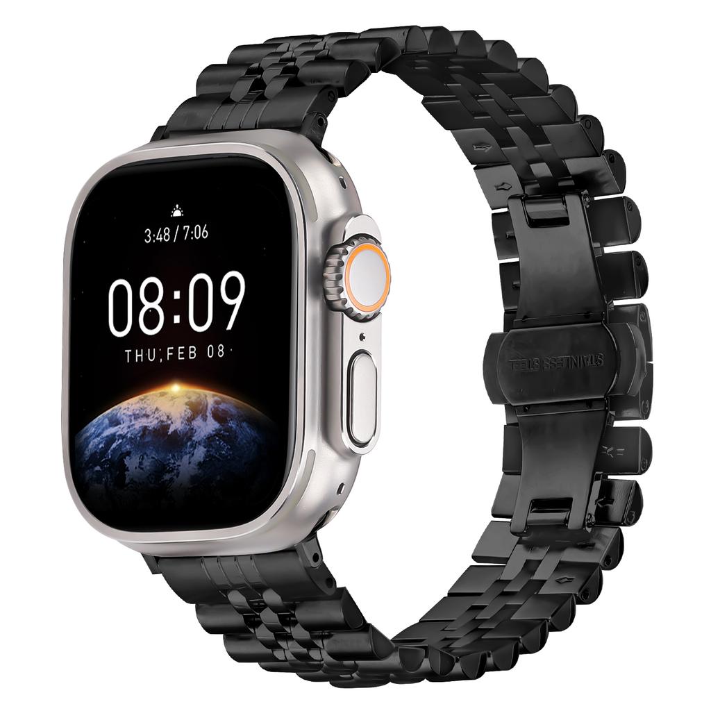 Metal Watch Band for Apple Watch Series 10 9 8 7 SE 6 5 4 3 2 1 42mm 41mm 40mm 38mm Replacement Strap with Butterfly Clasp