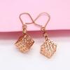 Exquisite Russian 585 Purple Gold Hollow Rubik'S Cube Earrings Light Luxury Niche Rose Gold Car Flower Square Earrings
