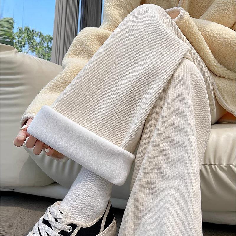 

Женские теплые джоггеры с флисовой подкладкой на осень и зиму, однотонные спортивные штаны на кулиске, незаменимые для улицы осенью/зимой 2XL бежевый