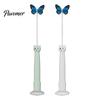 Electric Butterfly Cat Toy Wand, Rechargeable Interactive Wand Toy, 360 Spinning Self-Play Indoor Pet Enrichment Supplies with 2 Modes, Suction