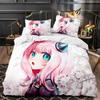 3D Anime SPY×FAMILY Anya Forger Bettdecke Bettwäsche Sets Full Size Cartoon Bettbezug Queen King Size Steppdeckebezug Kissenbezug Set Werkzeug