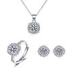 925 Sterling Silver Fashion Light Luxury Petal Styling Zircon Necklace Earrings Ring Set Birthday Party Anniversary Gift
