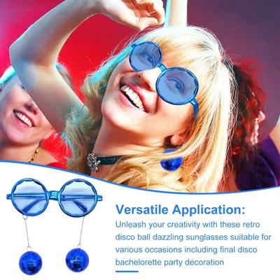 Disco Ball Glasses Plastic Retro Funky Sunglasses with Disco Ball Pendant Party Favors Carnival Accessories
