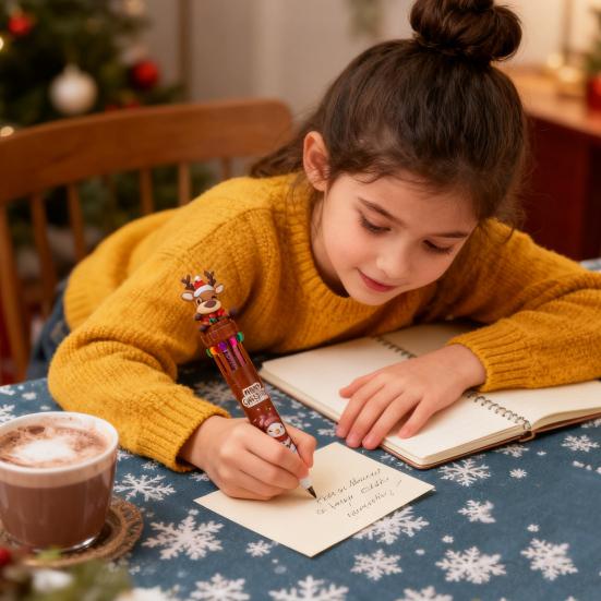 Christmas Ballpoint Pens 10-in-1 Retractable Cute Santa Snowman Pens Festive Writing Tool for Kids School Supplies Students