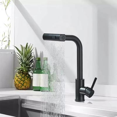 Brushed/Black Kitchen Faucet Pull Out Swivel Waterfall Sprayer Sink Mixer Faucet Brushed Nickel Faucet