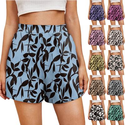Ladies Casual Fashion High Waist Floral Elasticated Waist Shorts