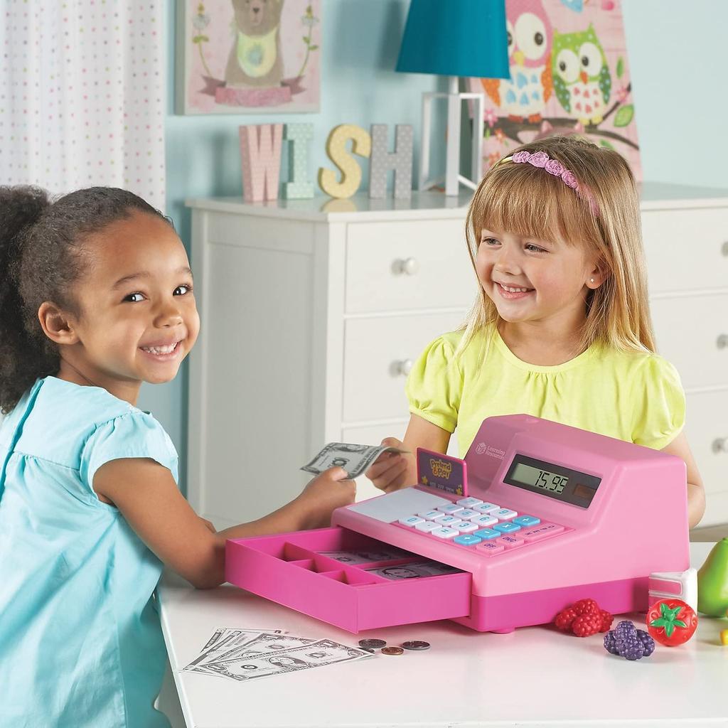 Learning Resources Toy Cash with US Authentic Register, Pink, Dollars, LER2629P,