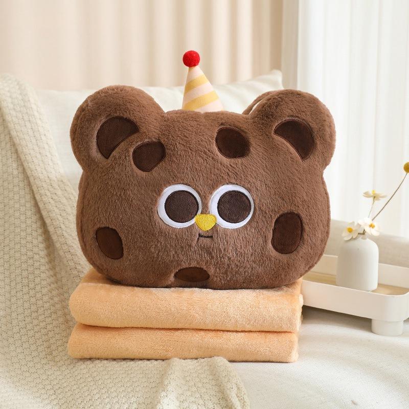 Biscuits Bear 2-in-1 Pillow Blanket Student Office Nap Car Carrying Air Conditioning Quilt Removable Washing Foldable