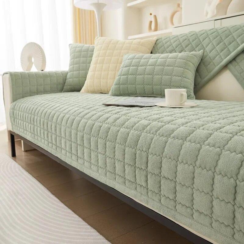 

Утолщенный молочный бархатный нескользящий клетчатый чехол для дивана, плюшевая подушка для дивана, зимняя фланель, сплошной цвет, спинка дивана, подлокотник, бархатное полотенце 70x70cm 1pcs