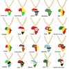 Collar con Mapa de Esmalte Africano: Colgante Geométrico de Acero de Titanio, Joyería Estilo 2022.