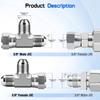 2Pcs 6602-06-06-06 Run Tees Swivel Hose Fittings 3/8inch JIC (9/16"-18 thread) Male x 3/8inch JIC Female Stainless Steel Hydraulic T Adapter Fitting