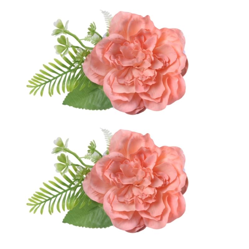 Contemporary Artificial Flower Curtain Fastening Clips Set of 2 Decorative Window Drapery Holders Tieback Straps Buckles