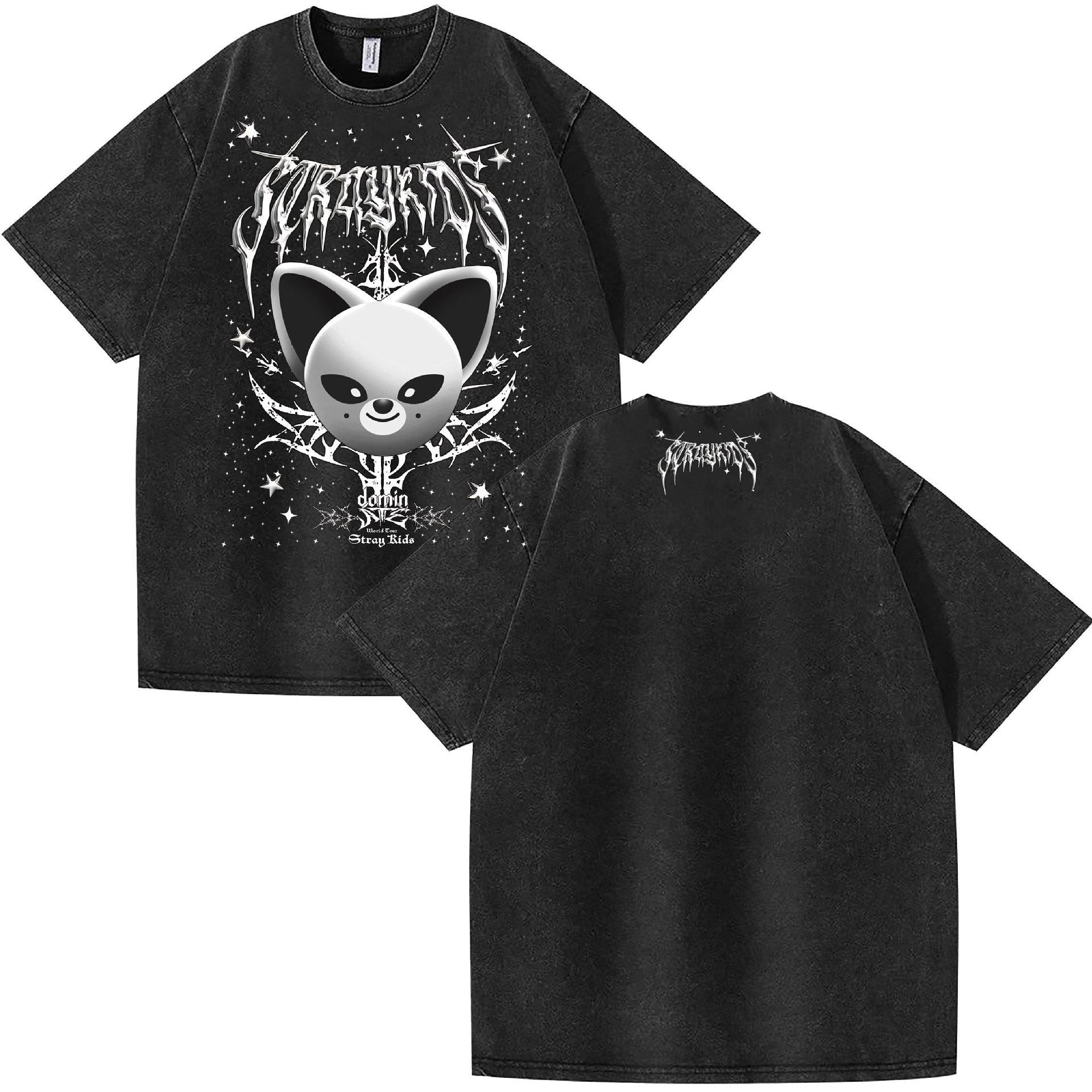 Washed Stray Kids Evil Skzoo Combo Peripheral Print Summer Short Sleeve S