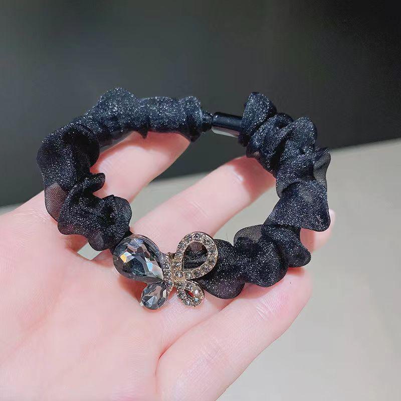 Rhinestone Pearl Elegant Large Hair Tie for Ponytails and Buns