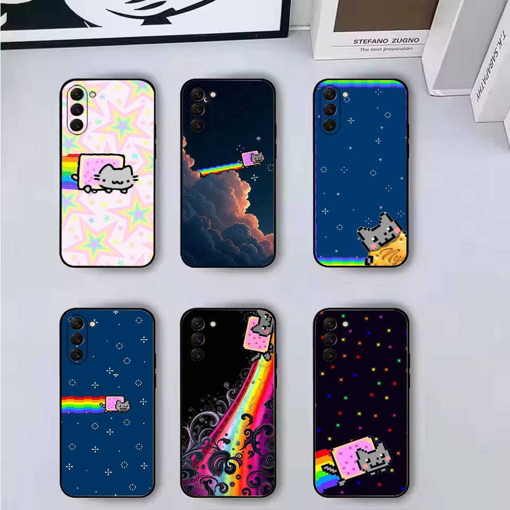 Cute N-Nyan Cat Phone Case Silicone Soft For Samsung Galaxy A73,A72,A71,A70,A53,A52,A51