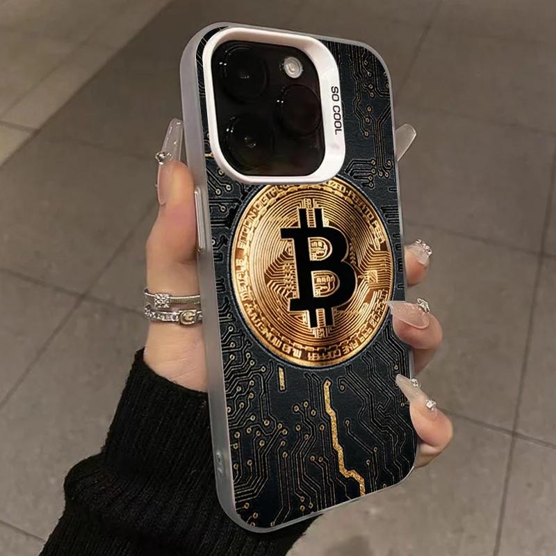 Luxury Bitcoin  Phone Case For  Mi 14T 14 3 12T 13T Pro 11 Lite 5G NE POCO M6 F6 F5 X6 M6 Electroplate Silver IMD Cover