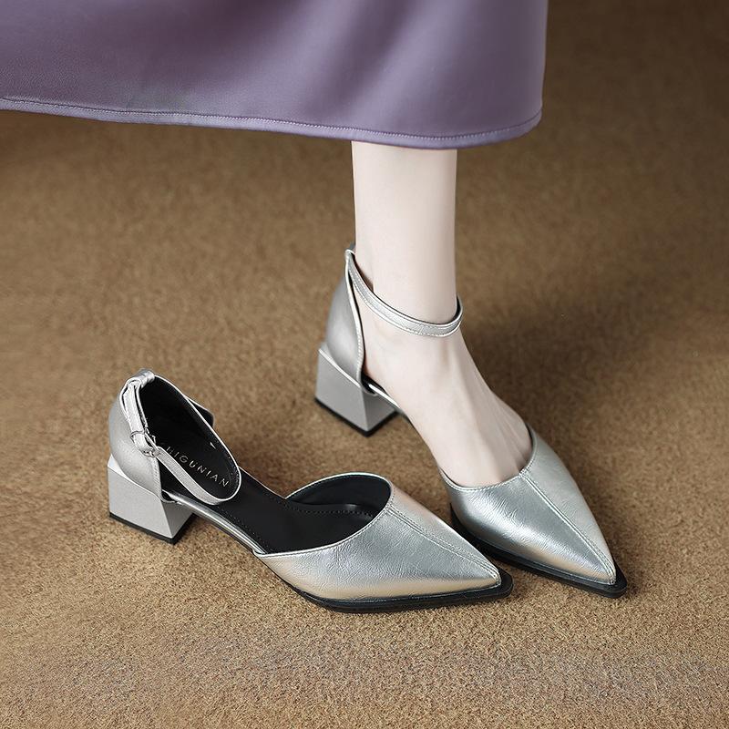 8716-1 pointed high heels women's 2025 spring and summer new temperament word with hollow bag head sandals